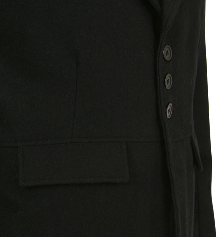 100% Wool Frock Coat - Black