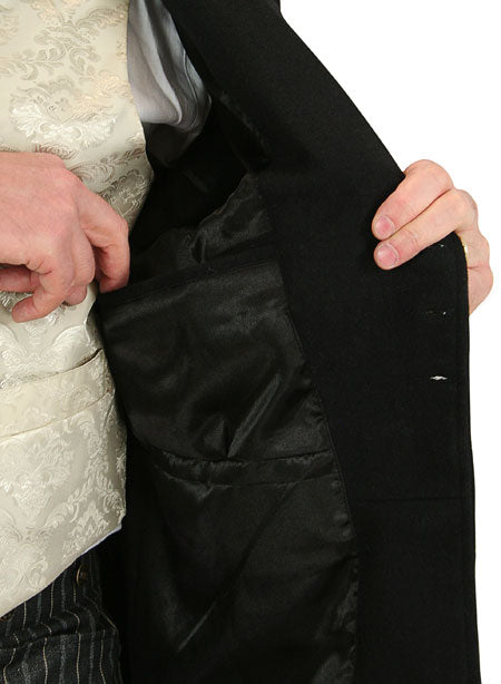 100% Wool Frock Coat - Black