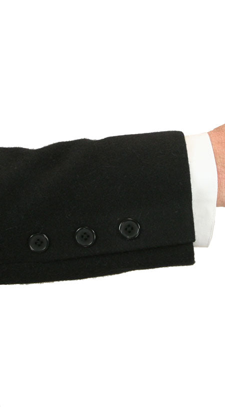 100% Wool Frock Coat - Black