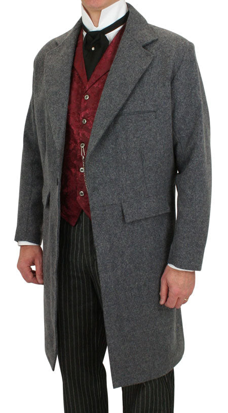 100% Wool Frock Coat - Gray
