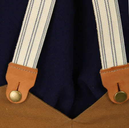 1860s Cotton X-Back Suspenders - Navy Stripe (Long)