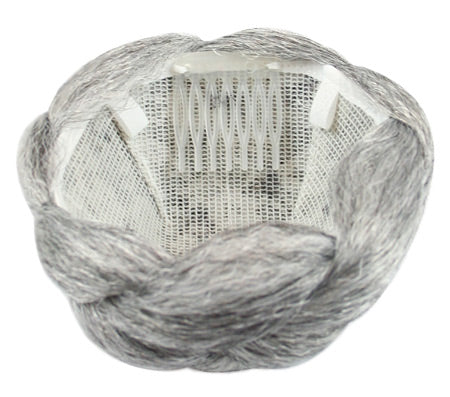 3.5" Braided Bun Wig - Dark Brown/Gray