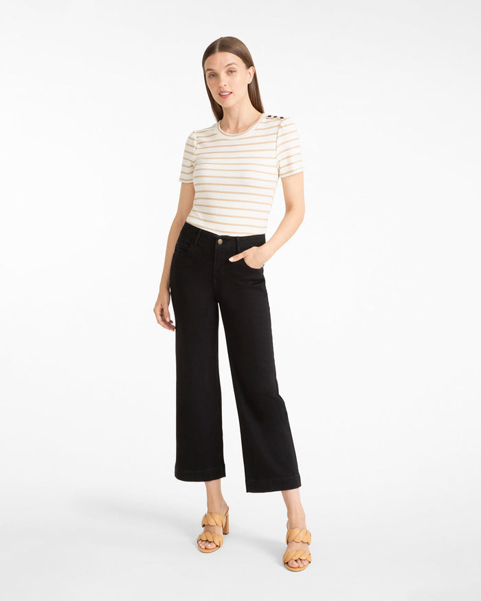 5-Pocket Wide Leg Crop in Black Denim