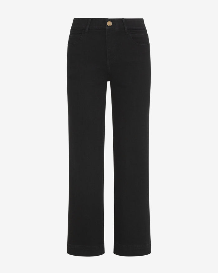 5-Pocket Wide Leg Crop in Black Denim