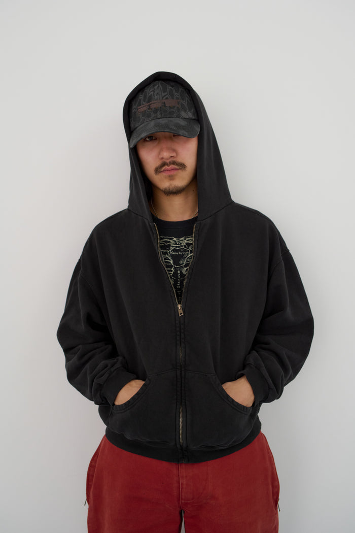 60's Faded Zip Hoodie / Black