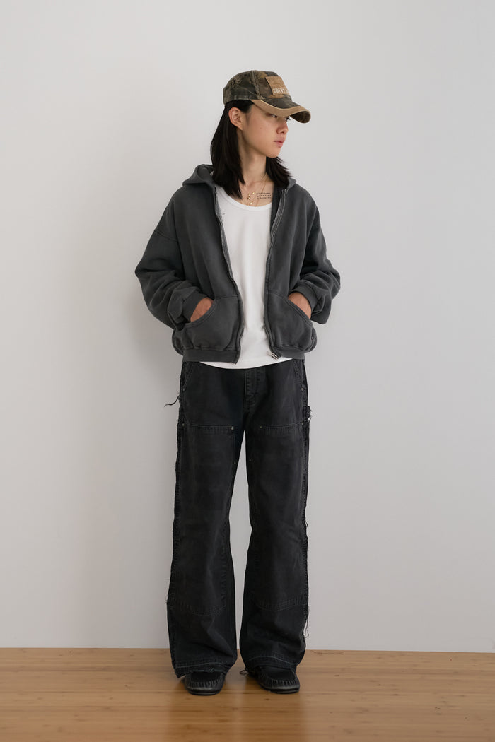 60's Faded Zip Hoodie / Black