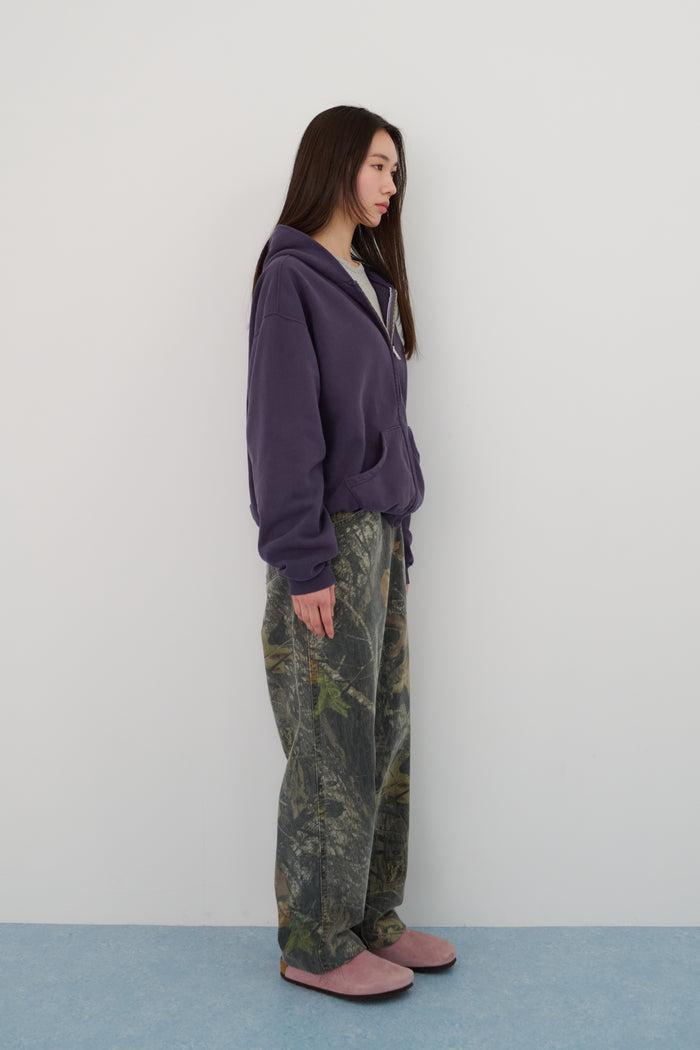 60's Faded Zip hoodie / Dusky Purple