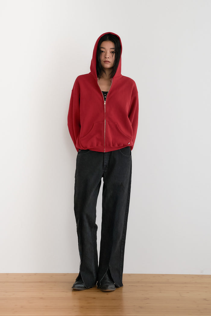 60's Faded Zip hoodie / Dusty Red