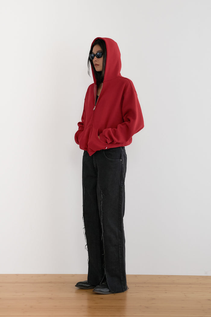 60's Faded Zip hoodie / Dusty Red