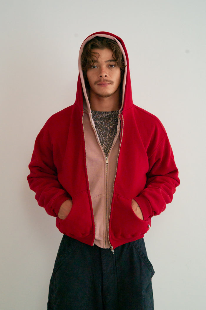 60's Faded Zip hoodie / Dusty Red