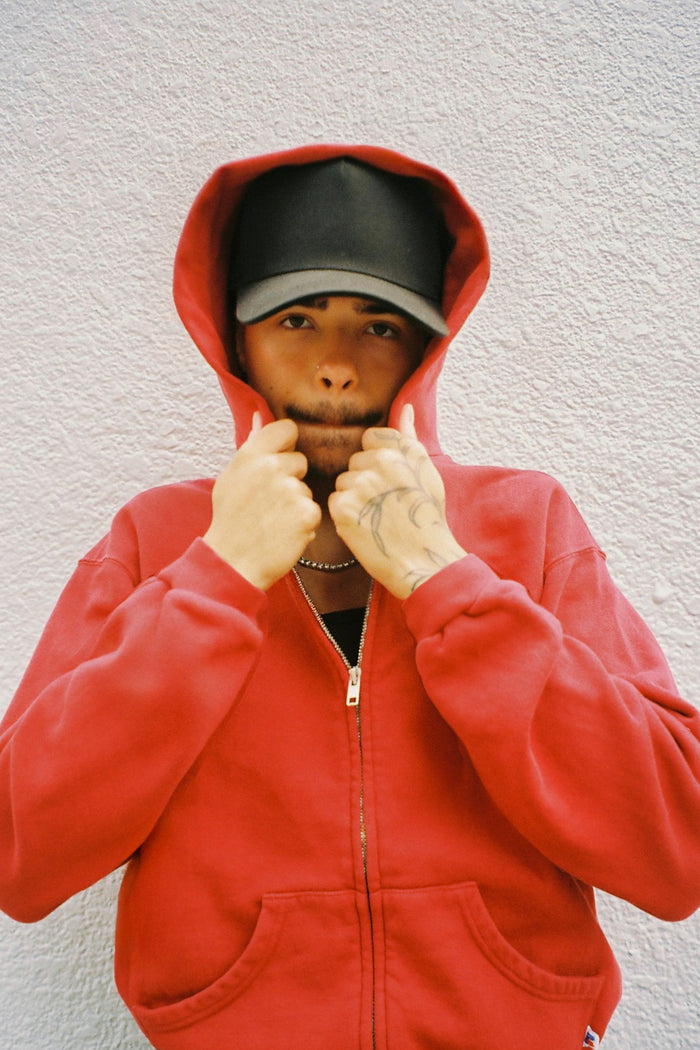 60's Faded Zip hoodie / Dusty Red