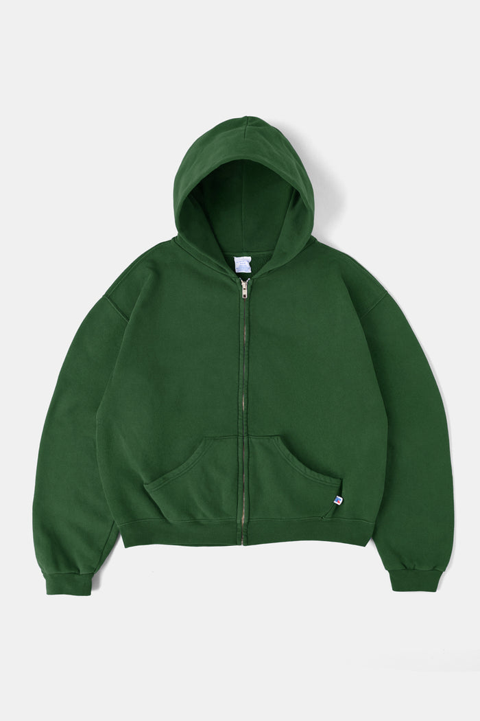 60's Faded Zip hoodie /  Forest Green