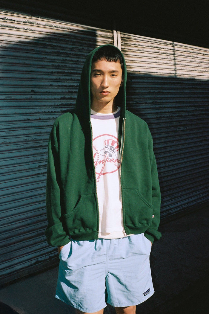 60's Faded Zip hoodie /  Forest Green