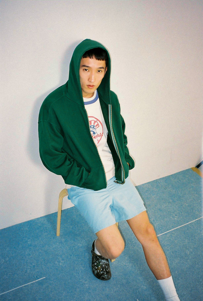 60's Faded Zip hoodie /  Forest Green