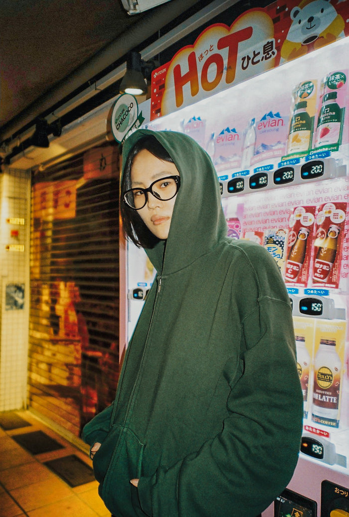 60's Faded Zip hoodie /  Forest Green