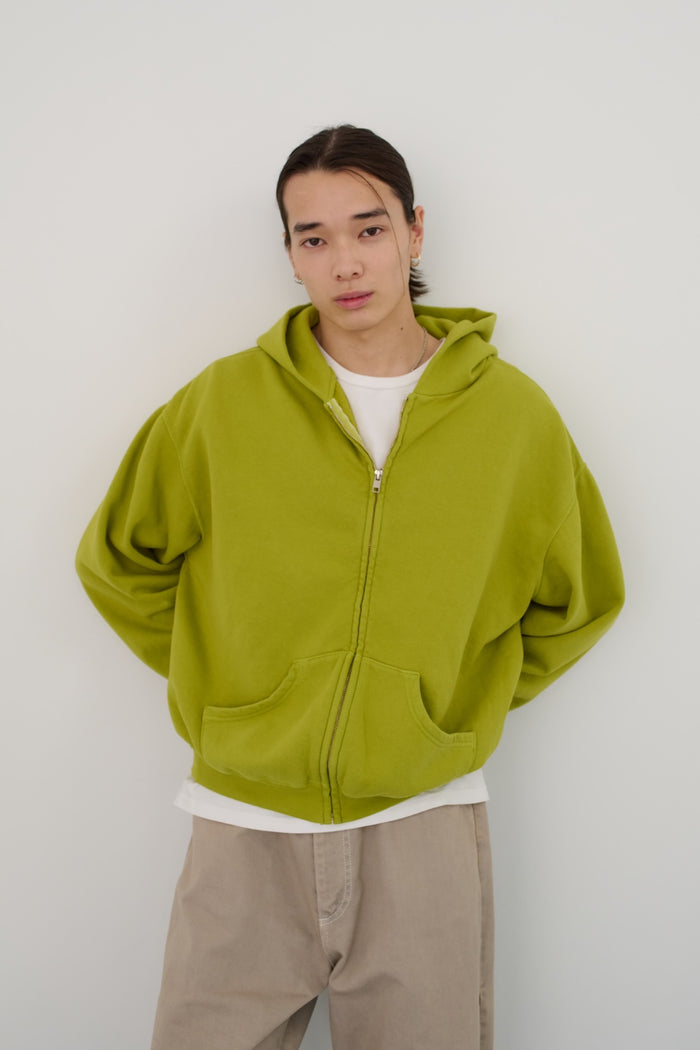 60's Faded Zip Hoodie / Lime