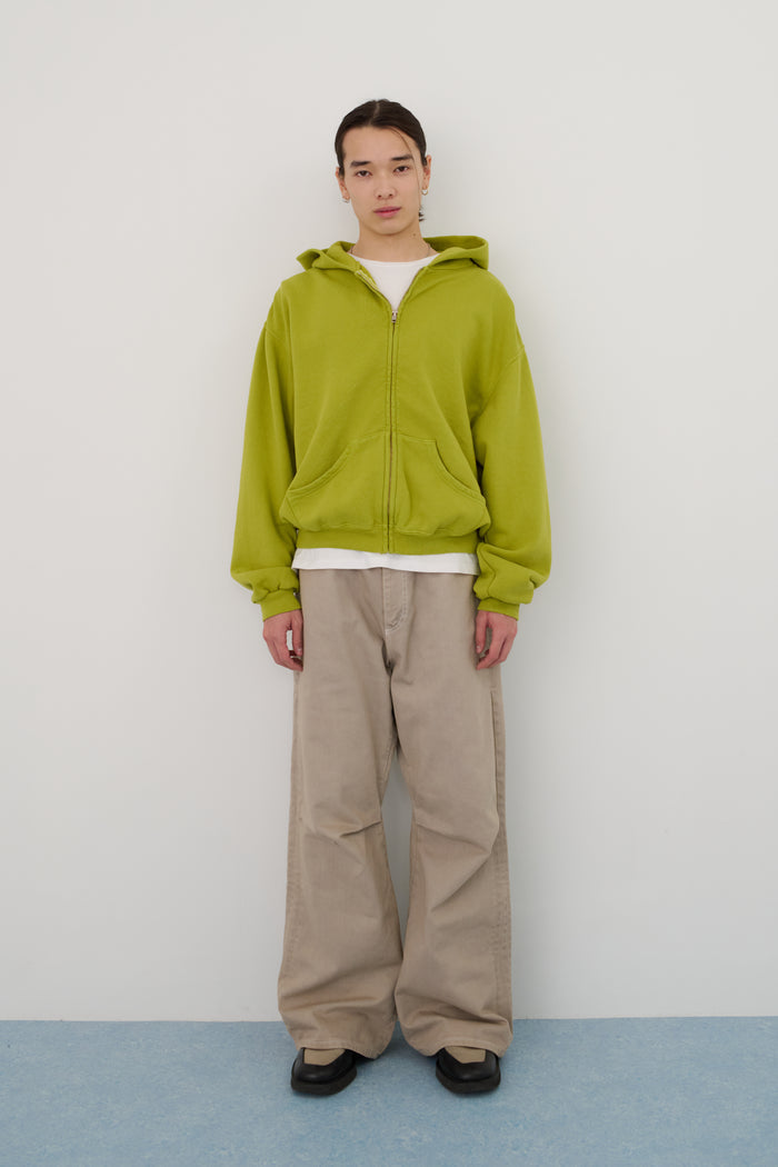 60's Faded Zip Hoodie / Lime