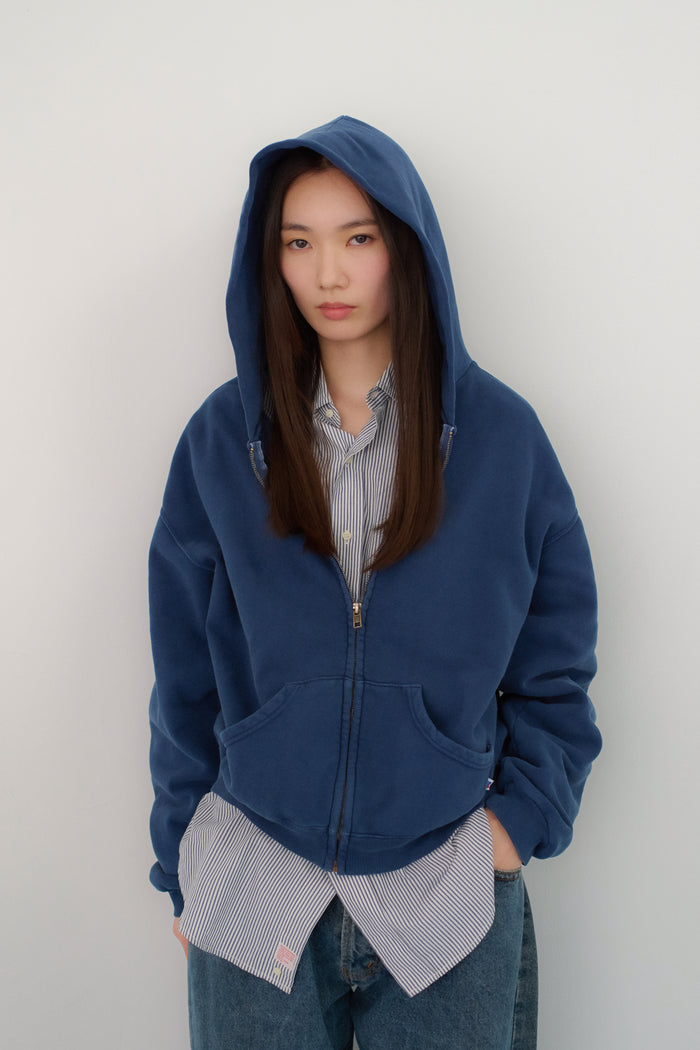 60's Faded Zip Hoodie / Navy Blue