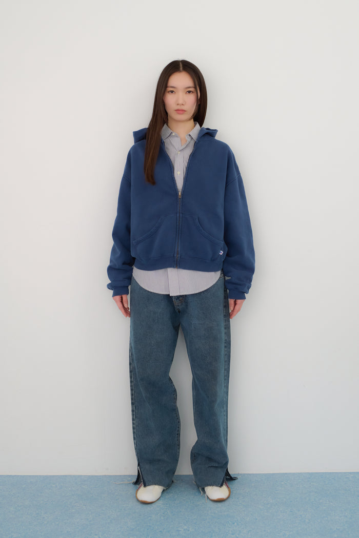 60's Faded Zip Hoodie / Navy Blue