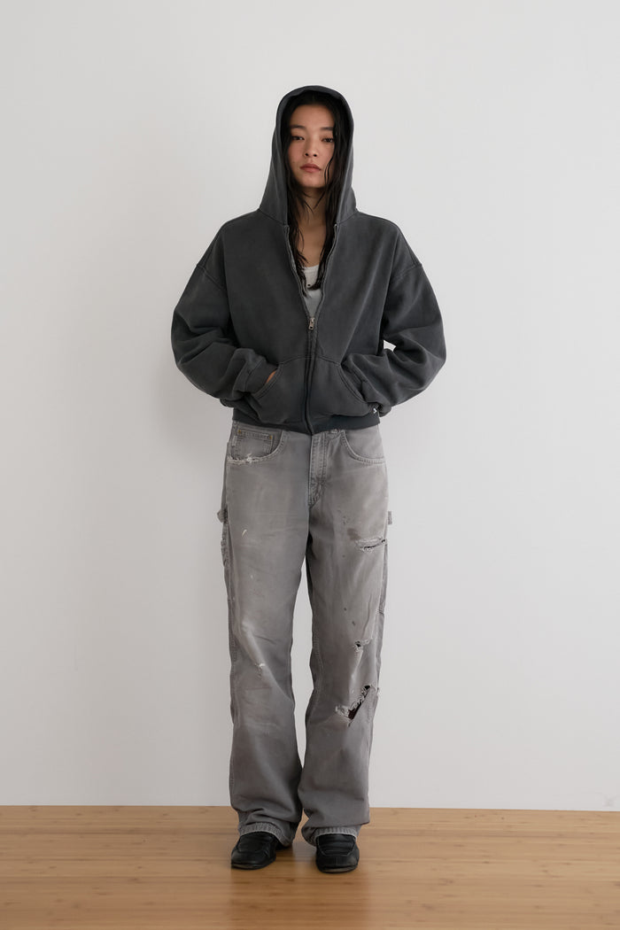 60's Faded Zip hoodie / Navy Gray