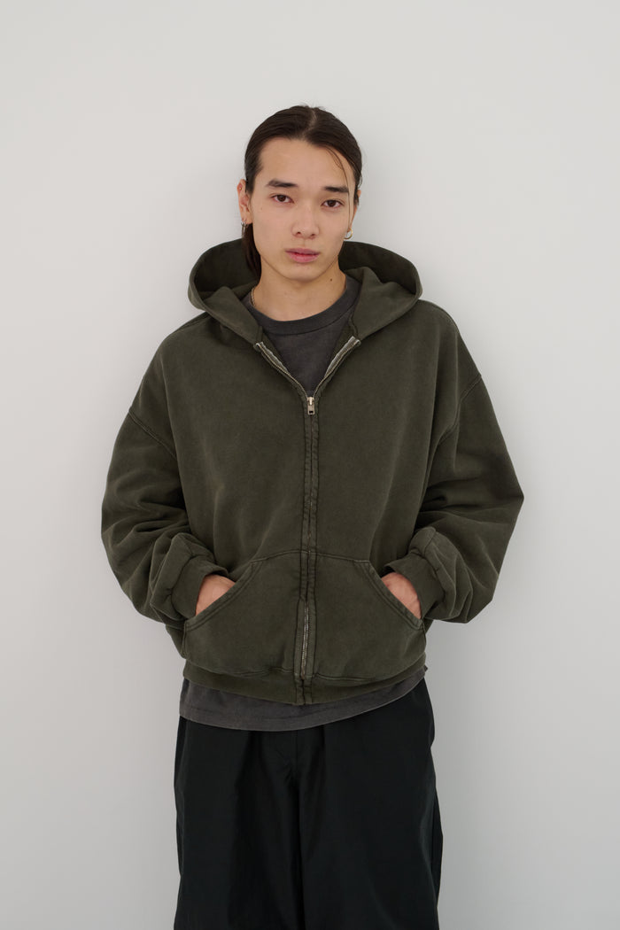 60's Faded Zip hoodie / Olive Gray