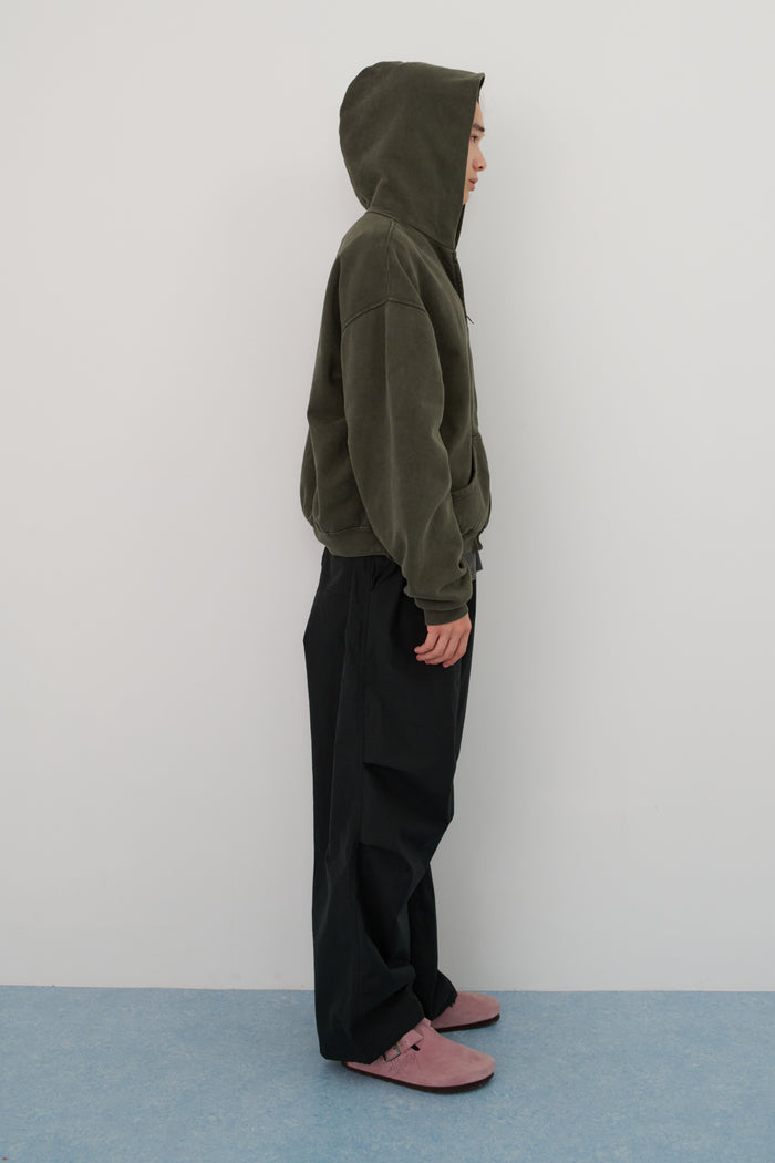 60's Faded Zip hoodie / Olive Gray