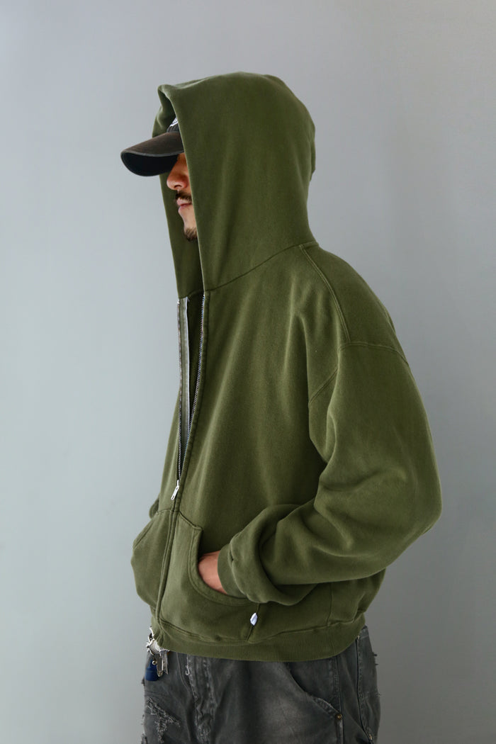 60's Faded Zip Hoodie / Olive