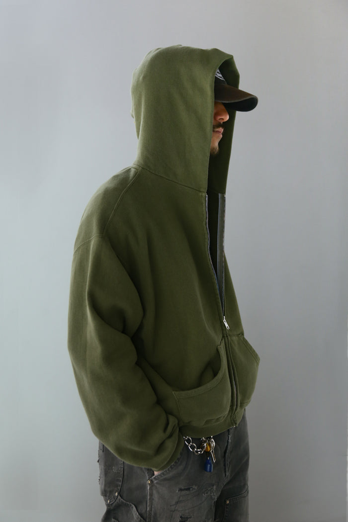 60's Faded Zip Hoodie / Olive