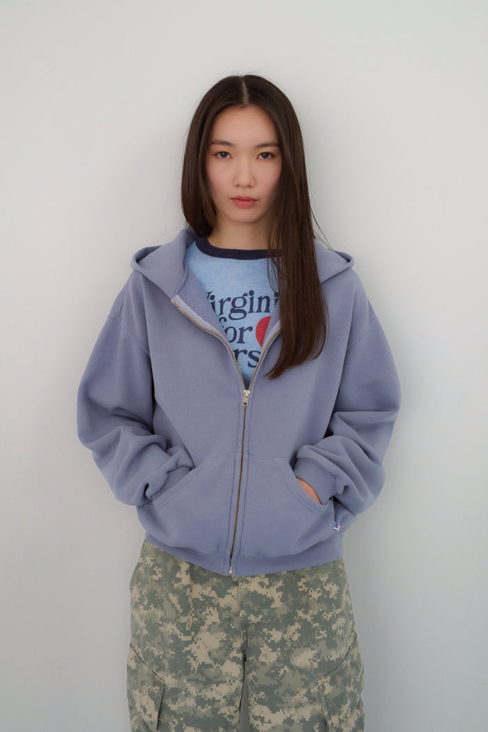 60's Faded Zip hoodie / Queen Blue