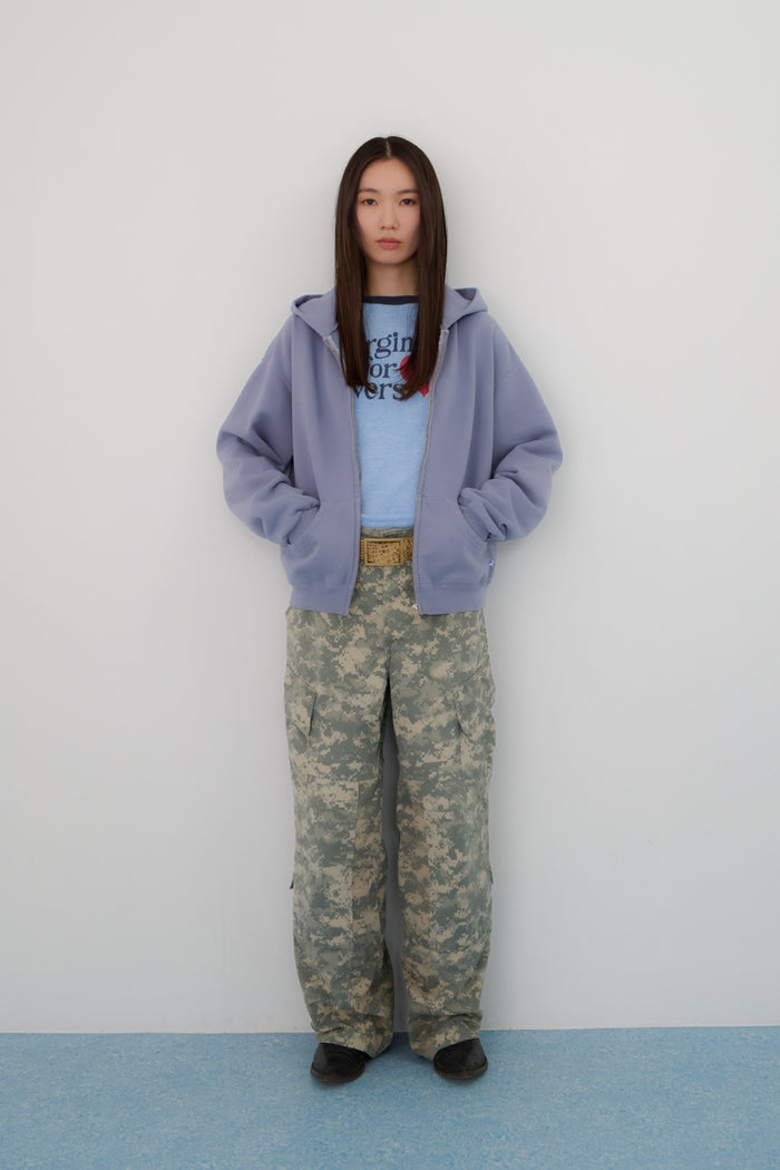 60's Faded Zip hoodie / Queen Blue