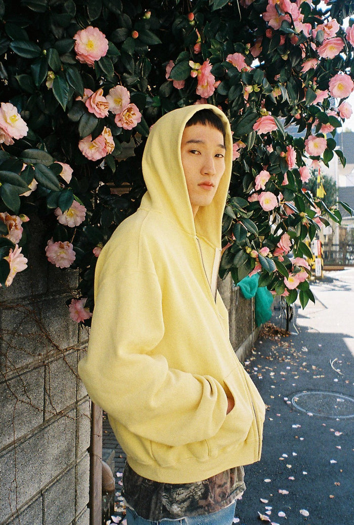60's Faded Zip hoodie / Saffron Yellow