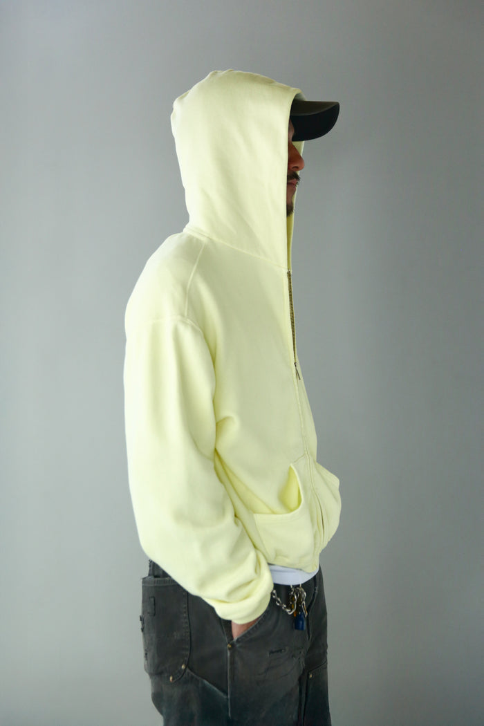 60's Faded Zip hoodie /  Soft Yellow