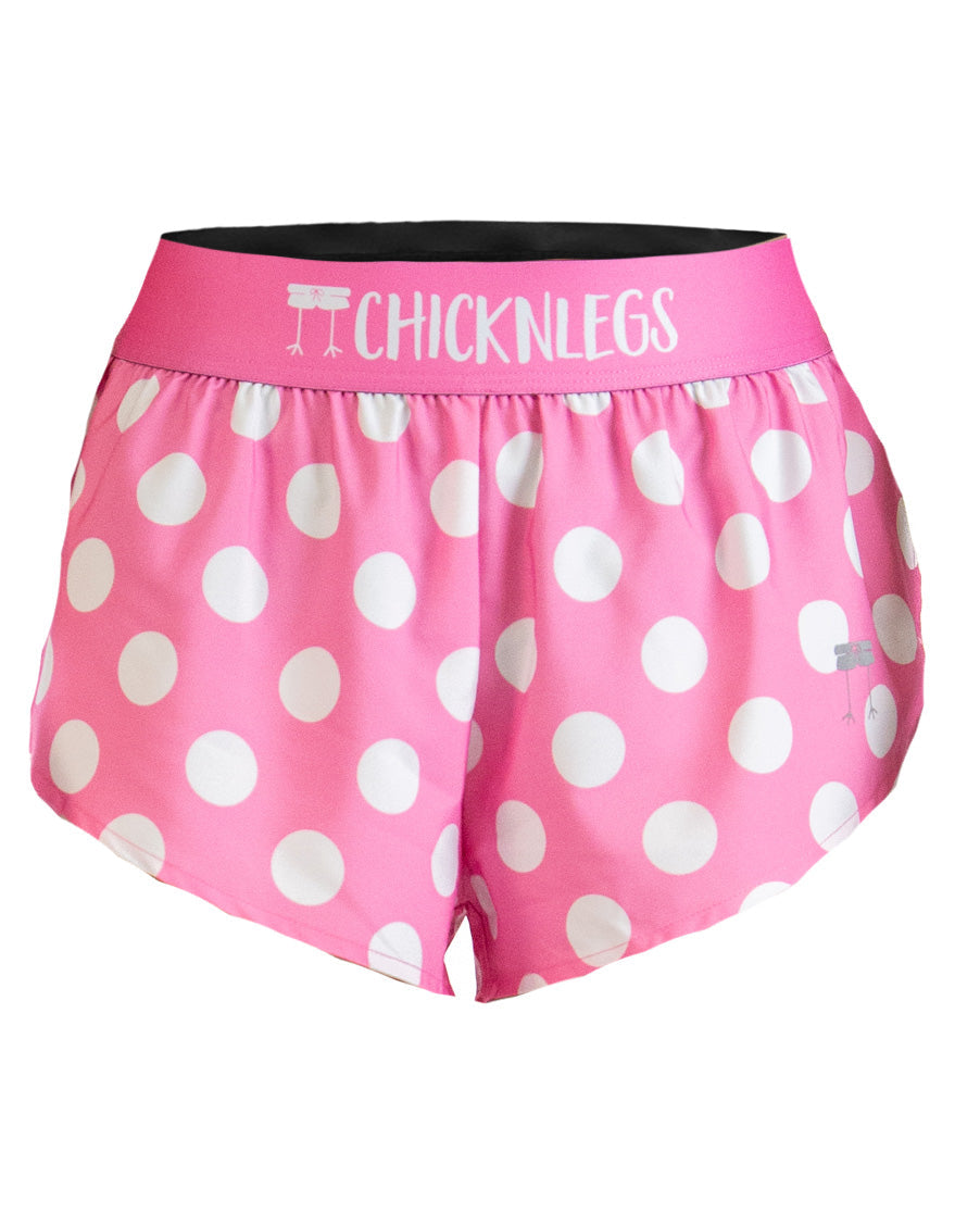 Women's Pink Polka Dot 1.5" Split Shorts