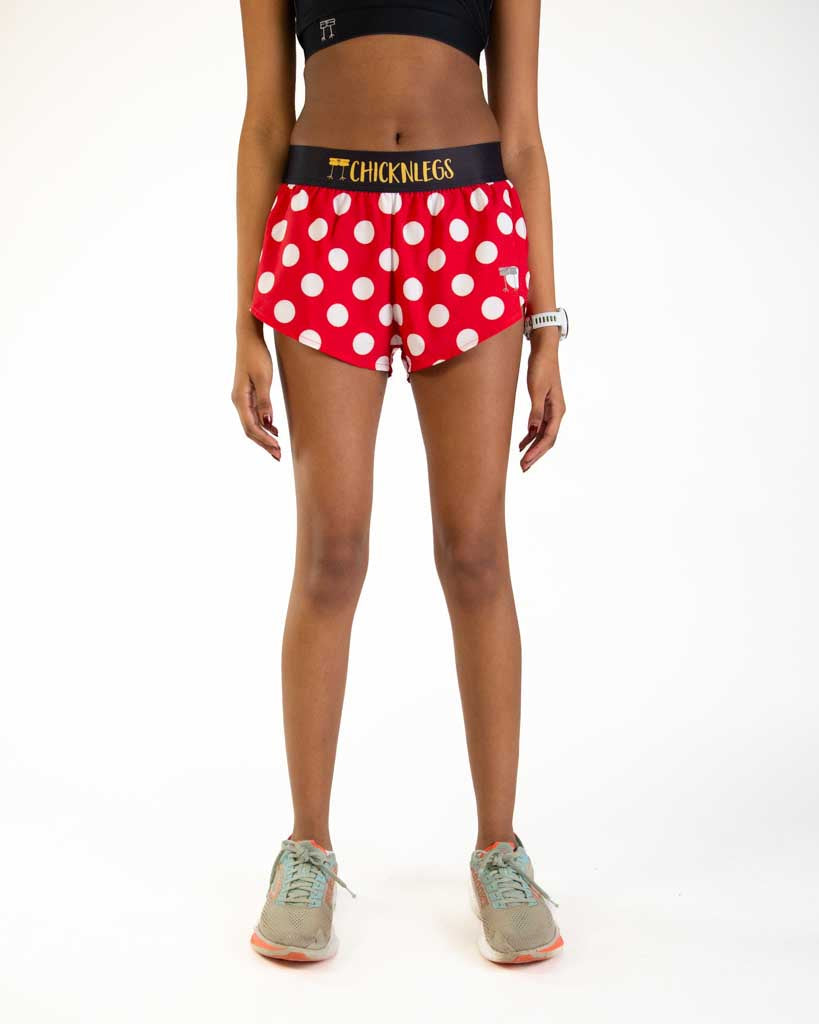 Women's Red Polka Dot 1.5" Split Shorts