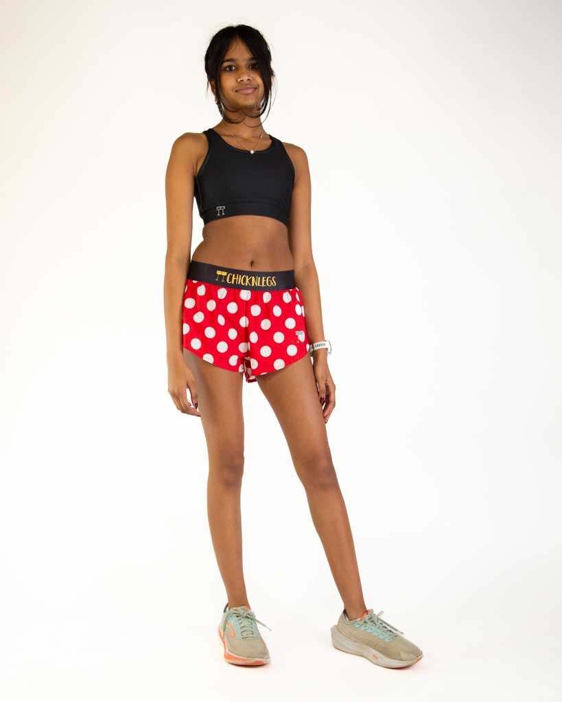 Women's Red Polka Dot 1.5" Split Shorts