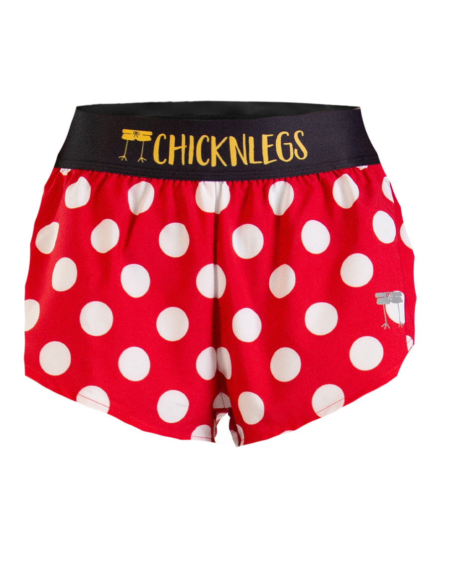 Women's Red Polka Dot 1.5" Split Shorts