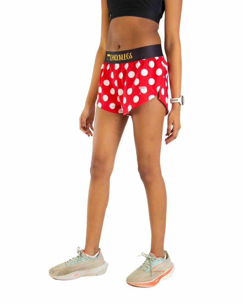Women's Red Polka Dot 1.5" Split Shorts