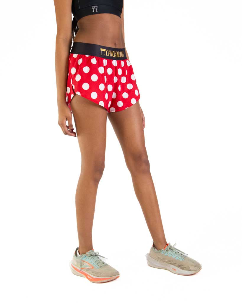 Women's Red Polka Dot 1.5" Split Shorts