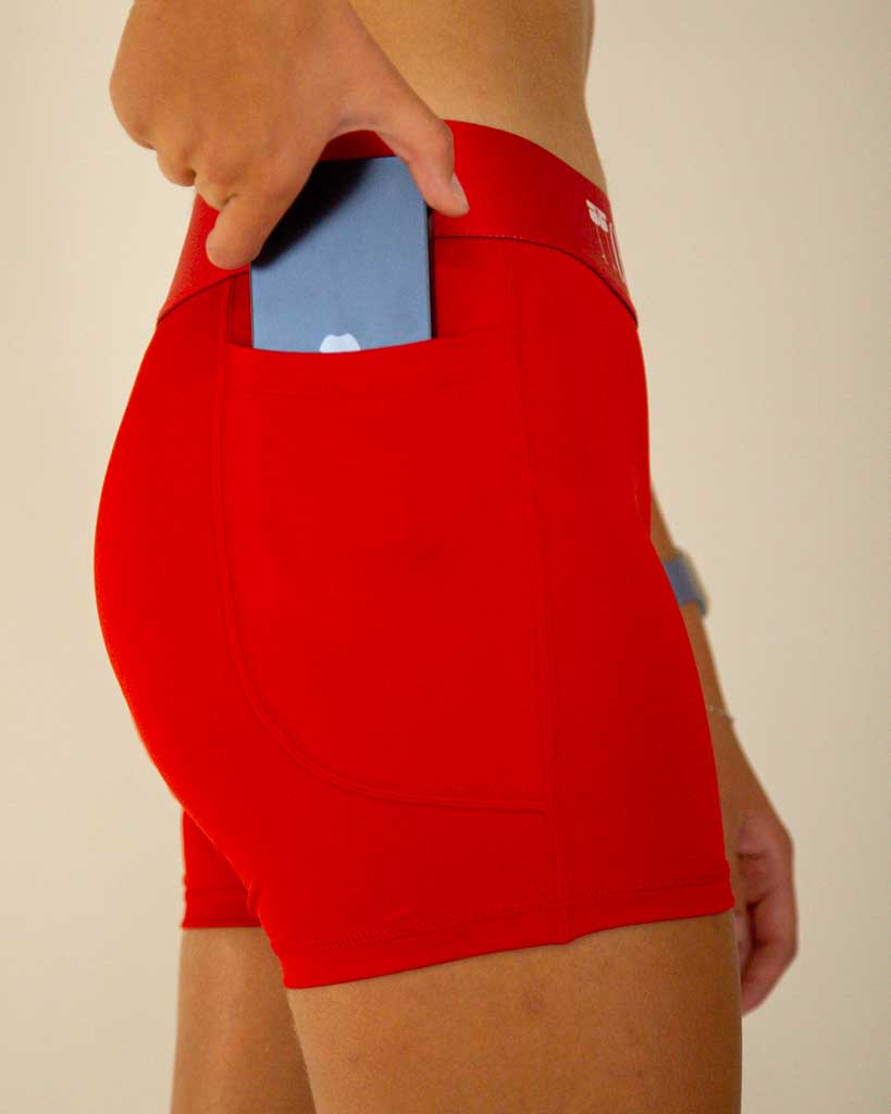 Women's Red 3" Compression Shorts