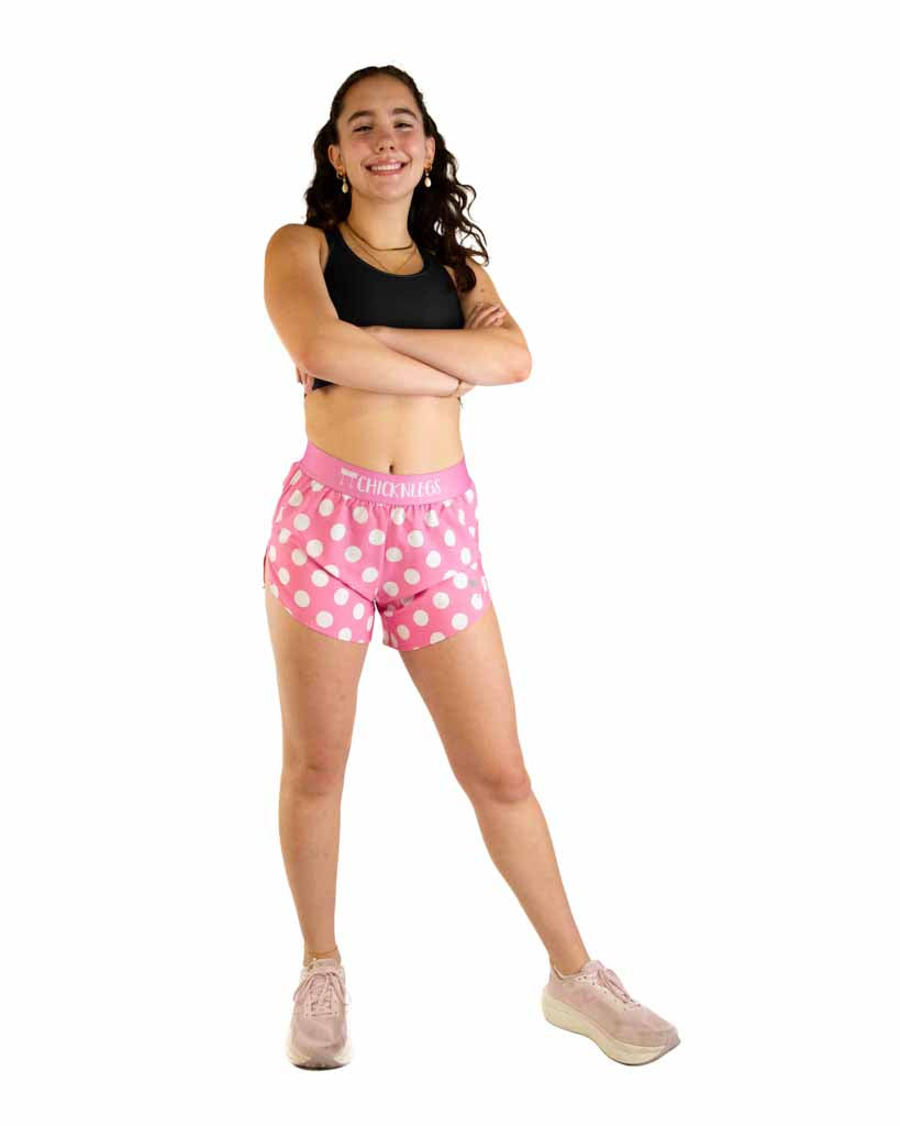Women's Pink Polka Dot 4" Split Shorts