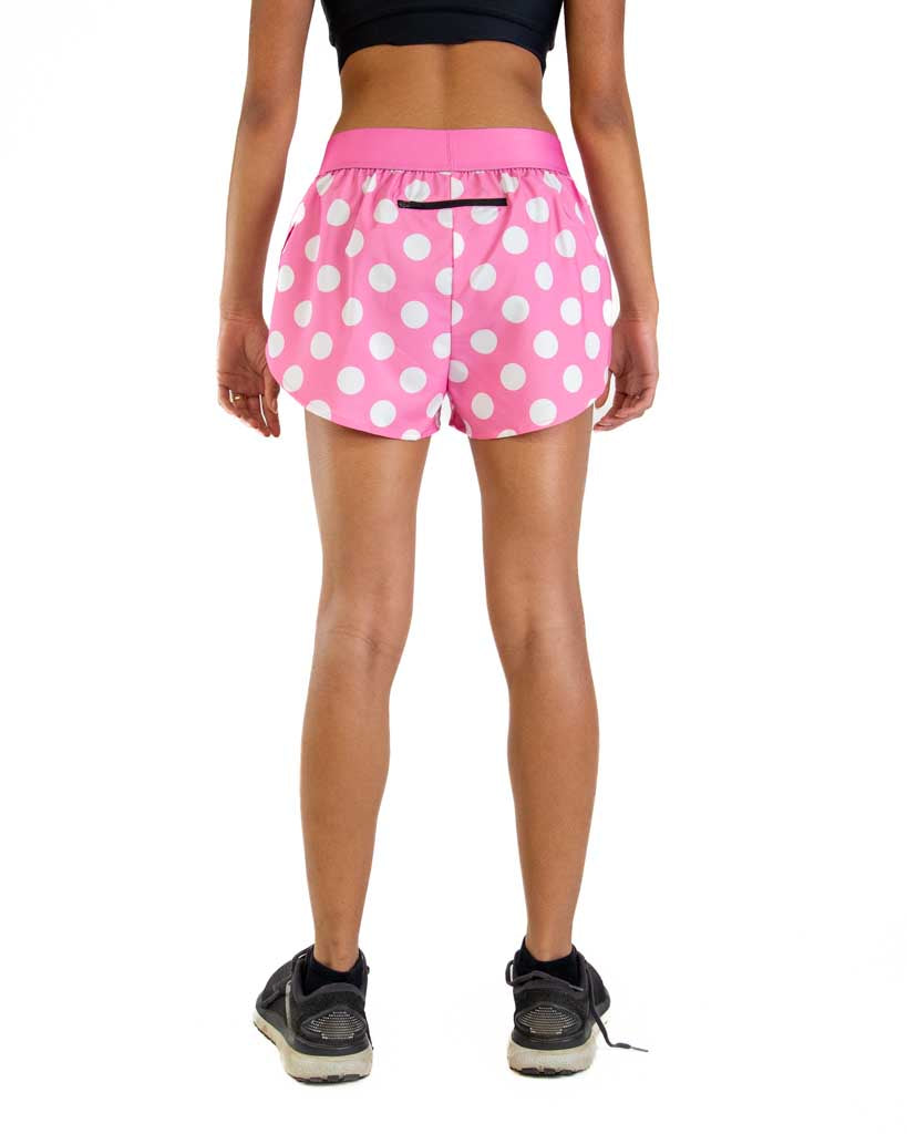 Women's Pink Polka Dot 1.5" Split Shorts