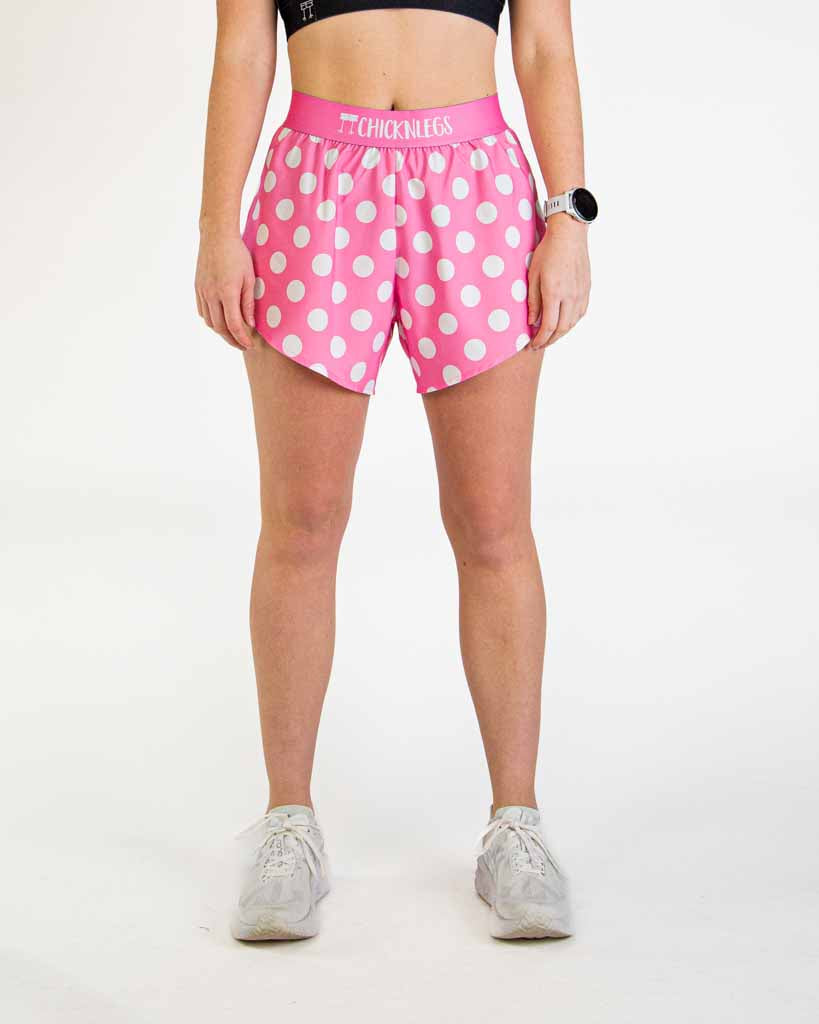 Women's Pink Polka Dot 4" Split Shorts