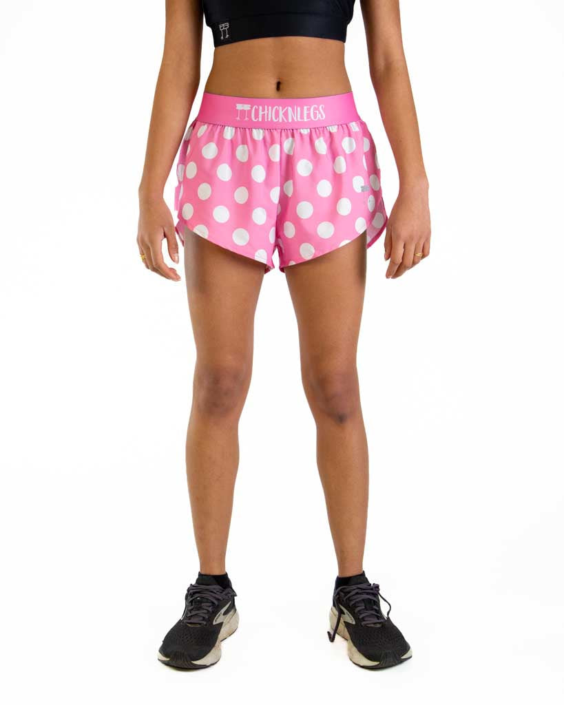 Women's Pink Polka Dot 1.5" Split Shorts
