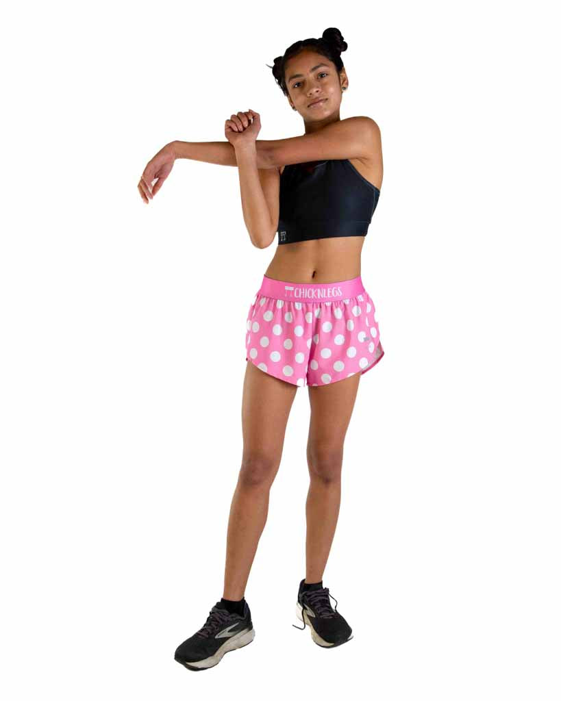 Women's Pink Polka Dot 1.5" Split Shorts