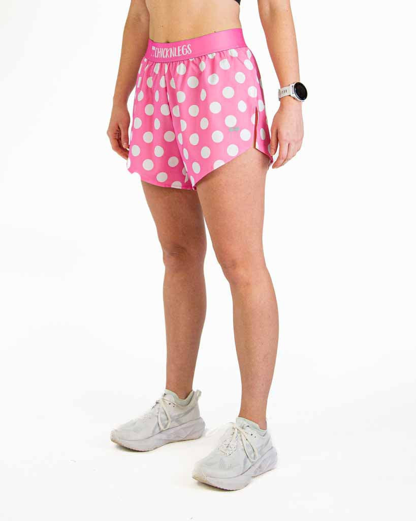 Women's Pink Polka Dot 4" Split Shorts