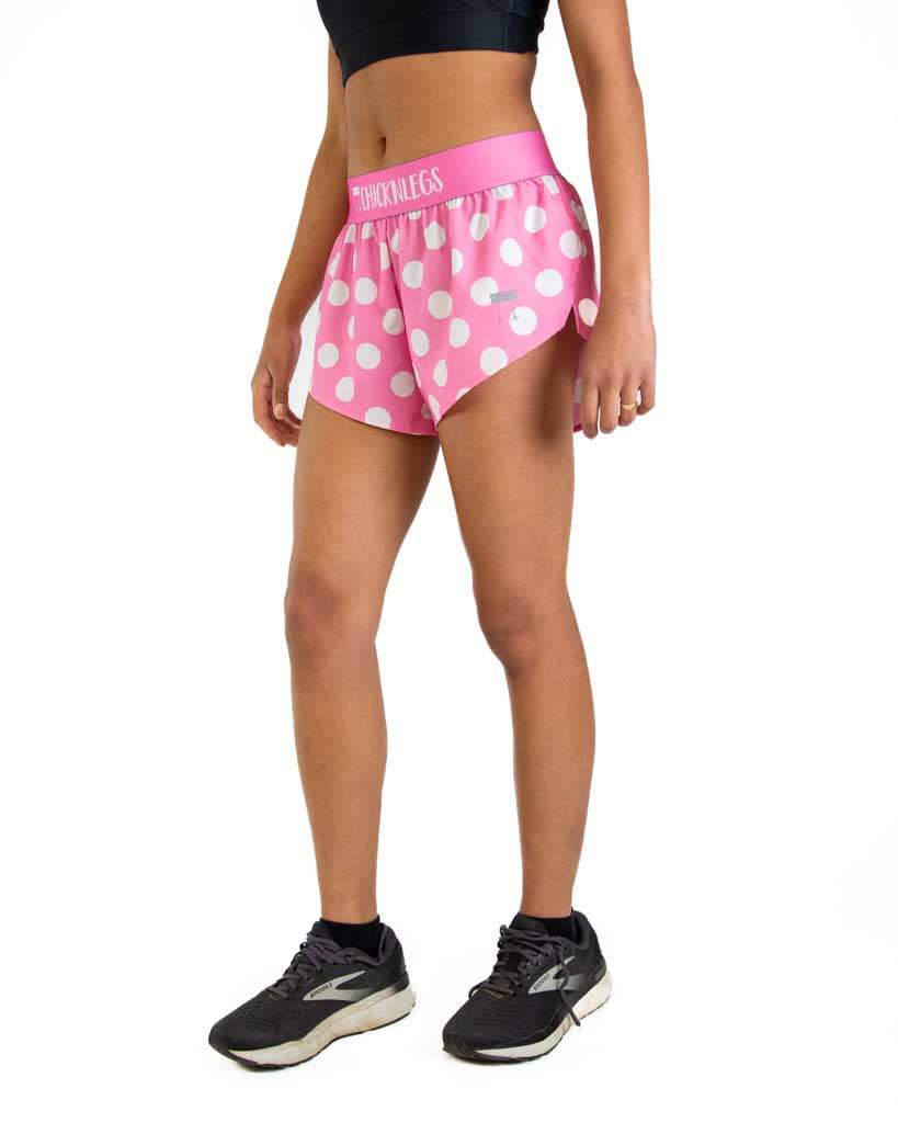 Women's Pink Polka Dot 1.5" Split Shorts