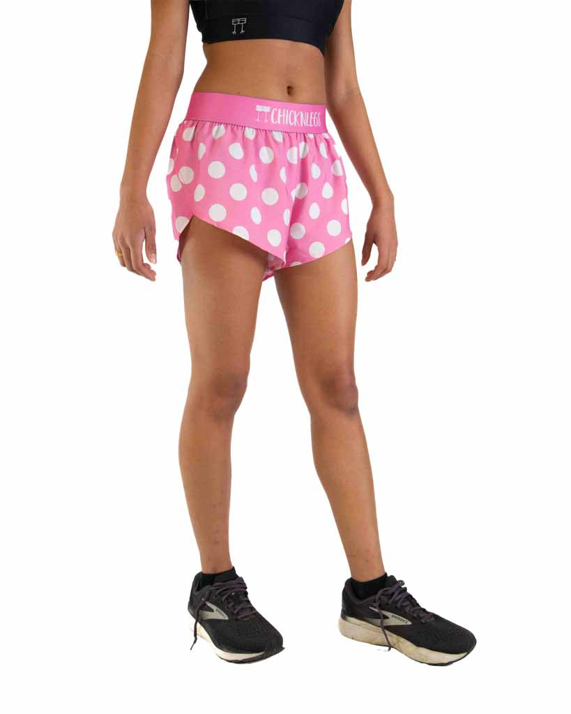 Women's Pink Polka Dot 1.5" Split Shorts