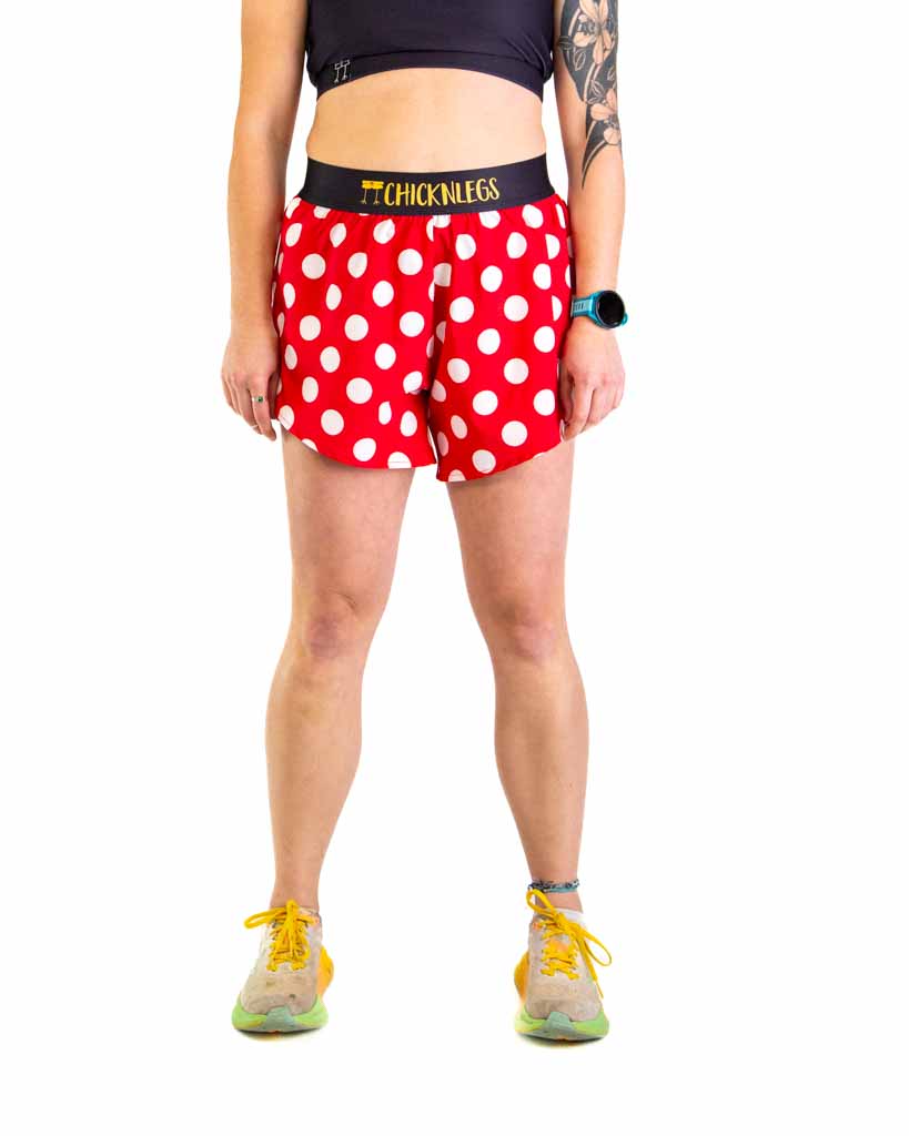 Women's Red Polka Dot 4" Split Shorts