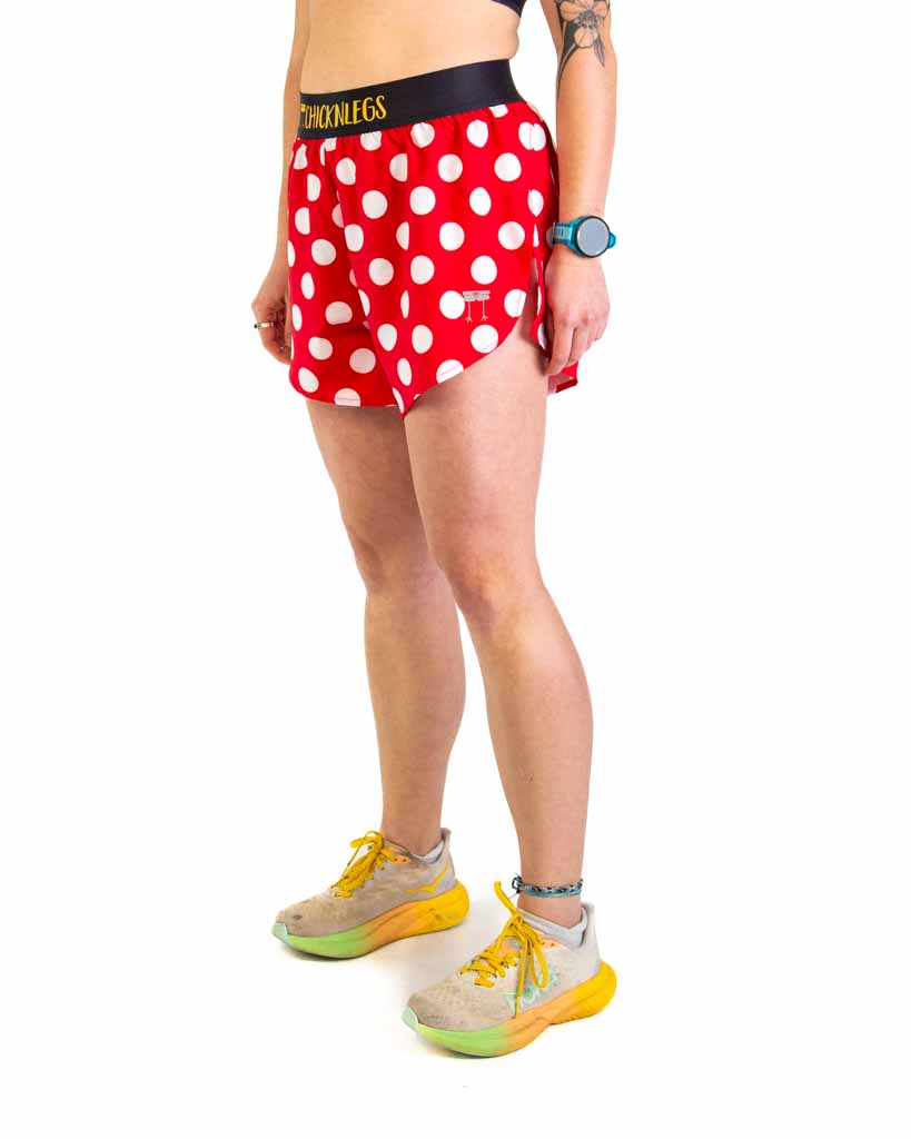 Women's Red Polka Dot 4" Split Shorts