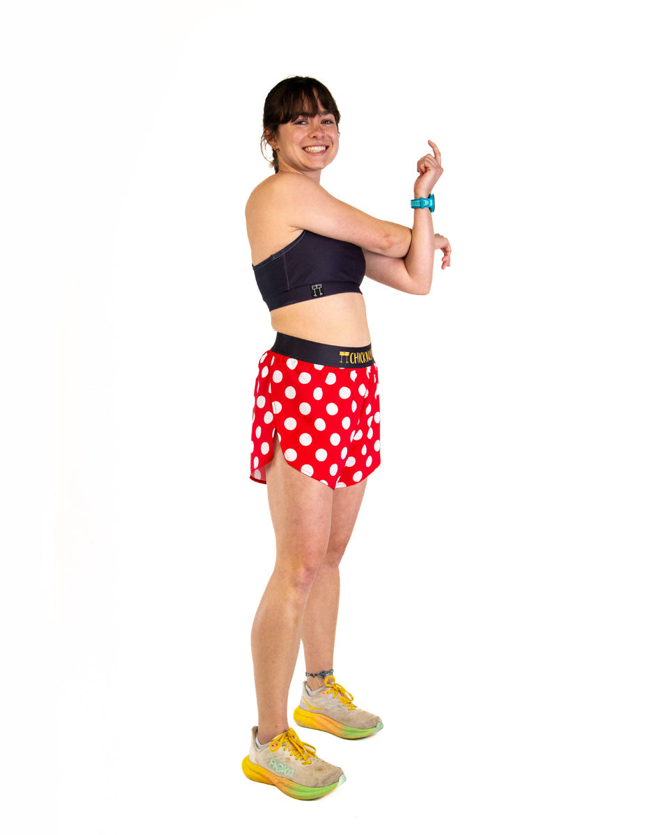 Women's Red Polka Dot 4" Split Shorts